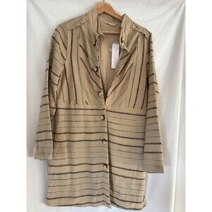 NWT Women Soft Surroundings Verde Jacket Safari Beige/Brown Raw Edge SZ M Safari